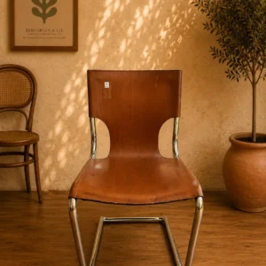 Original Carlo Bartoli 'Model 920' Freischwinger – Vintage Kernleder-Stuhl in Cognac