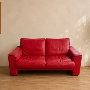Original de Sede Vintage Designer-Ledersofa – Roter Luxus-2-Sitze