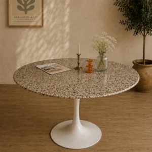 Runder Esstisch „Tulip“ mit Terrazzo-Platte